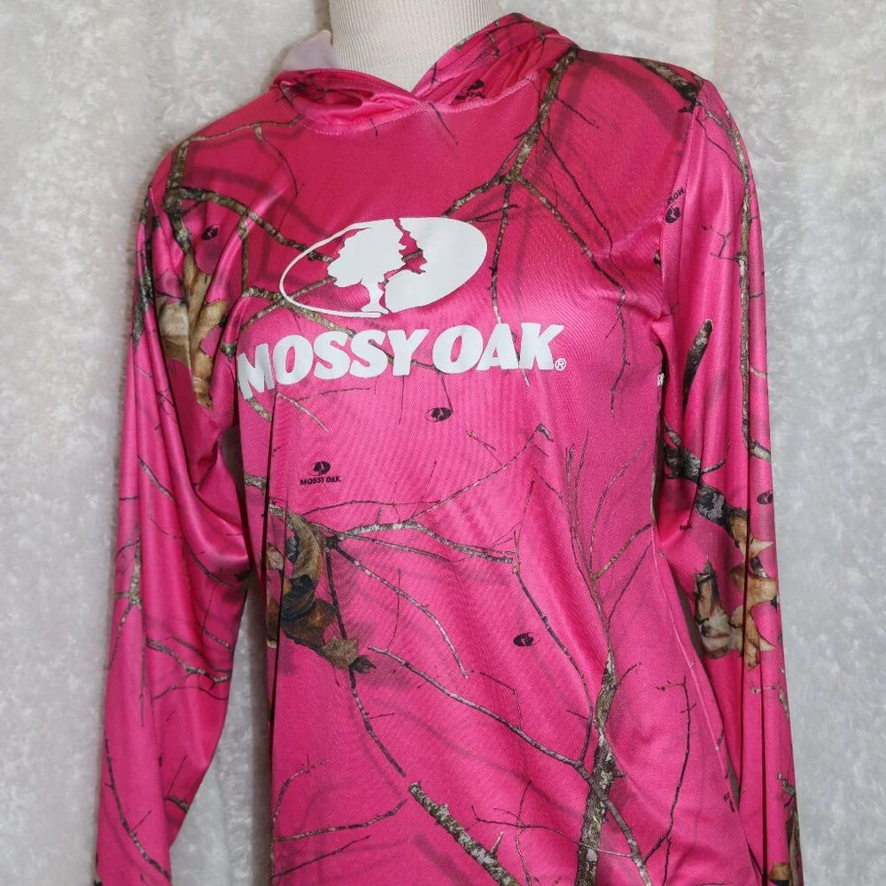 Mossy Oak pink woods camo sun summer fishing beach hoodie Large